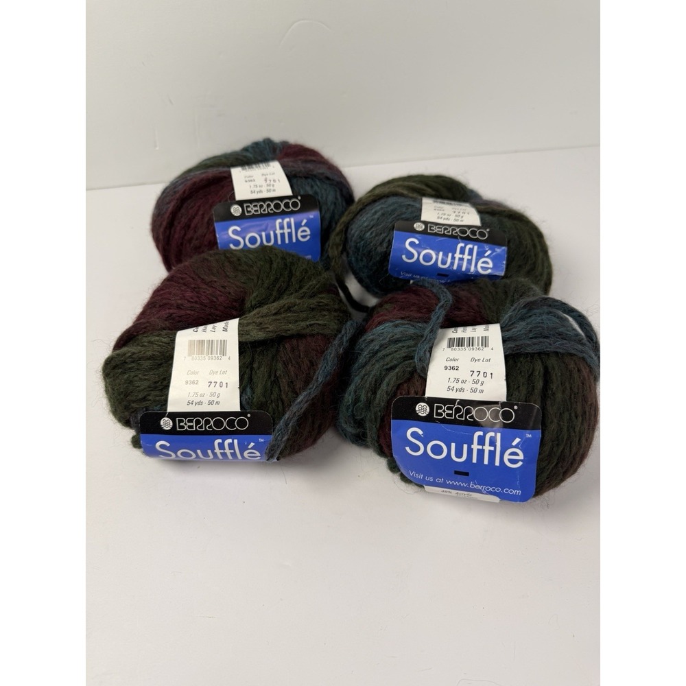 Berroco Souffle Yarn Wool‎ Bulky Lot of 4 50g Each Wool Acrylic Baby Alpaca